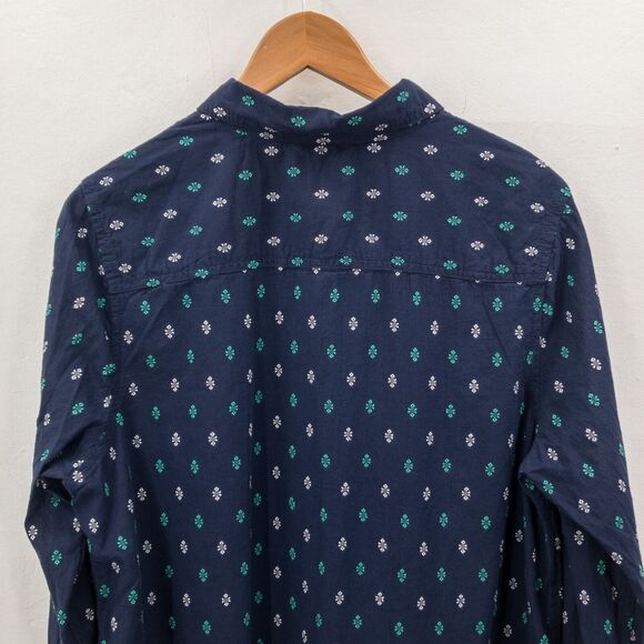Merona Long Sleeve Button Up Shirt Top Size XXL Blue Print - Picture 7 of 11